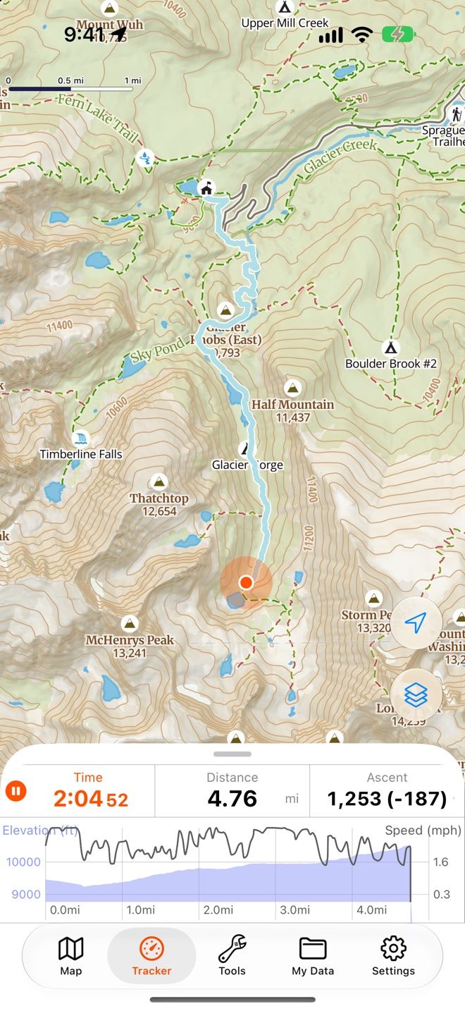 Grabando un track en la app Goat Maps