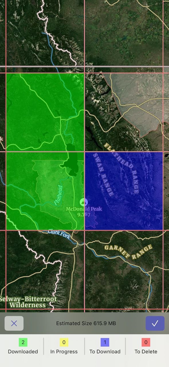 Eligiendo teselas de mapa para descargar y usar sin conexión en la app Goat Maps